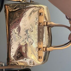 Michael Kors Gold Floral Satchel